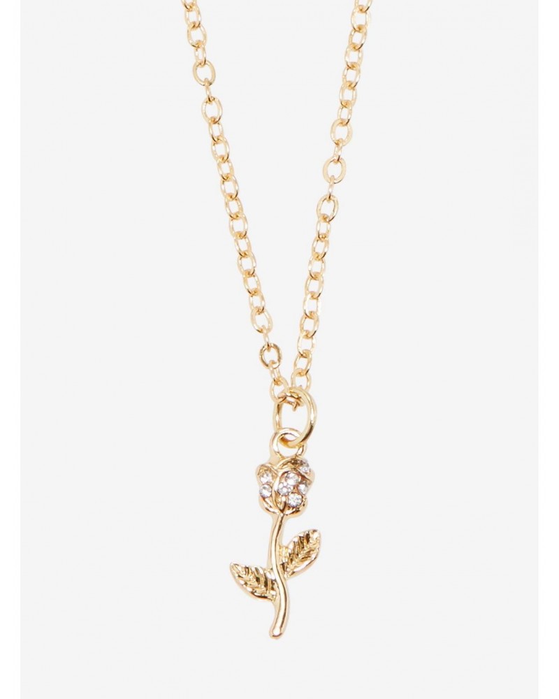 Disney Beauty And The Beast Gold Rose Necklace $4.03 Necklaces