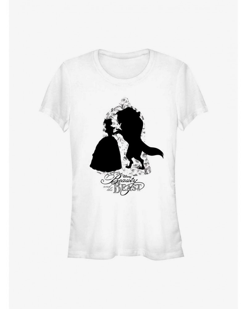 Disney Beauty Beast Rose Sillhouette Girls T-Shirt $9.21 T-Shirts