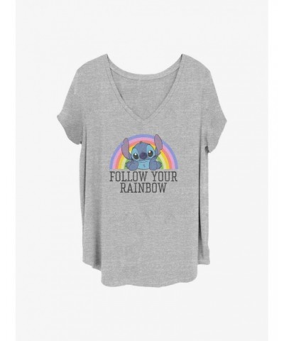 Disney Lilo & Stitch Follow Your Rainbow Girls T-Shirt Plus Size $13.87 T-Shirts