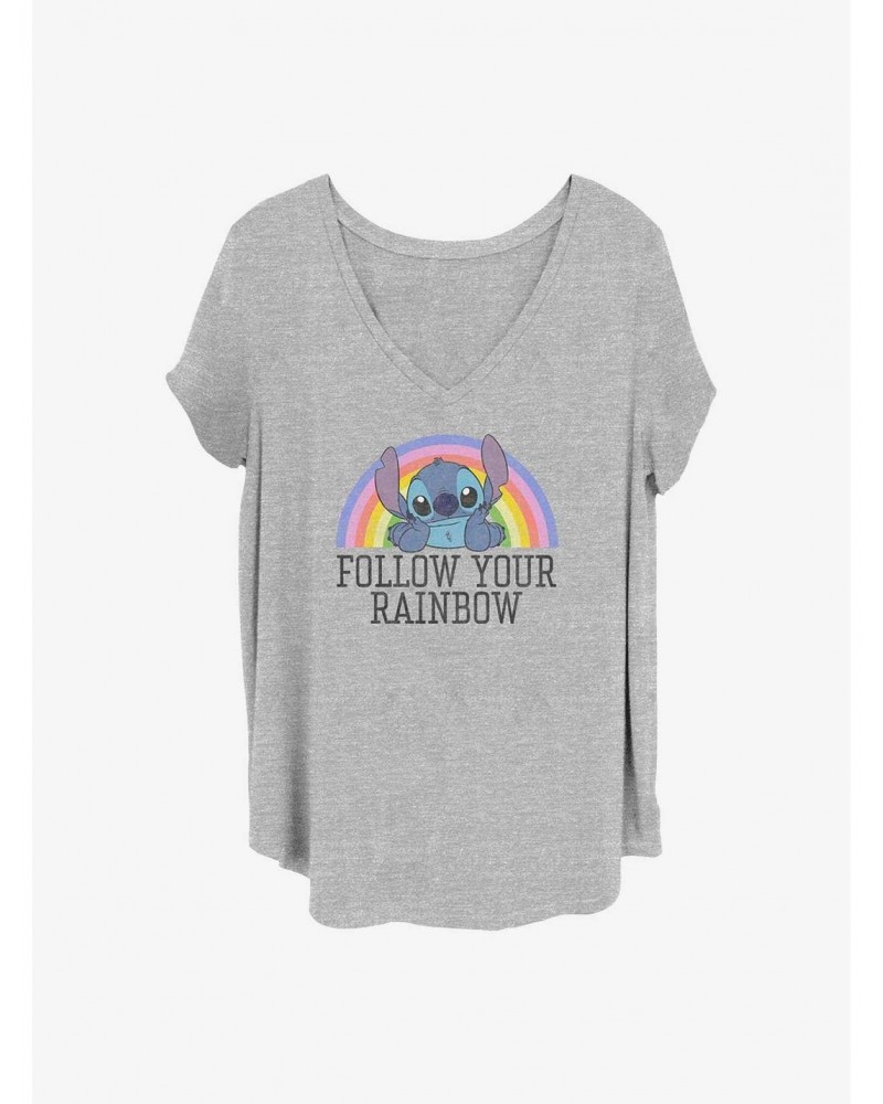 Disney Lilo & Stitch Follow Your Rainbow Girls T-Shirt Plus Size $13.87 T-Shirts