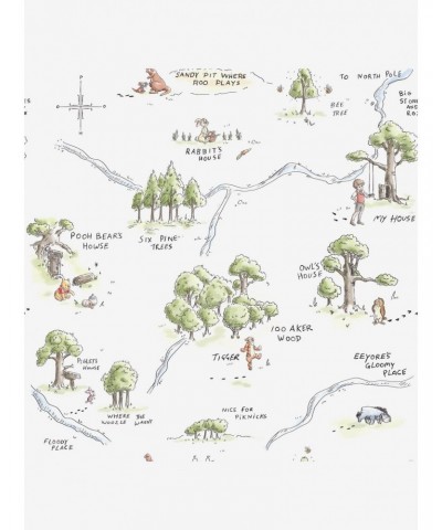 Disney Winnie The Pooh 100 Acre Wood Map Peel And Stick Wallpaper $20.96 Wallpapers