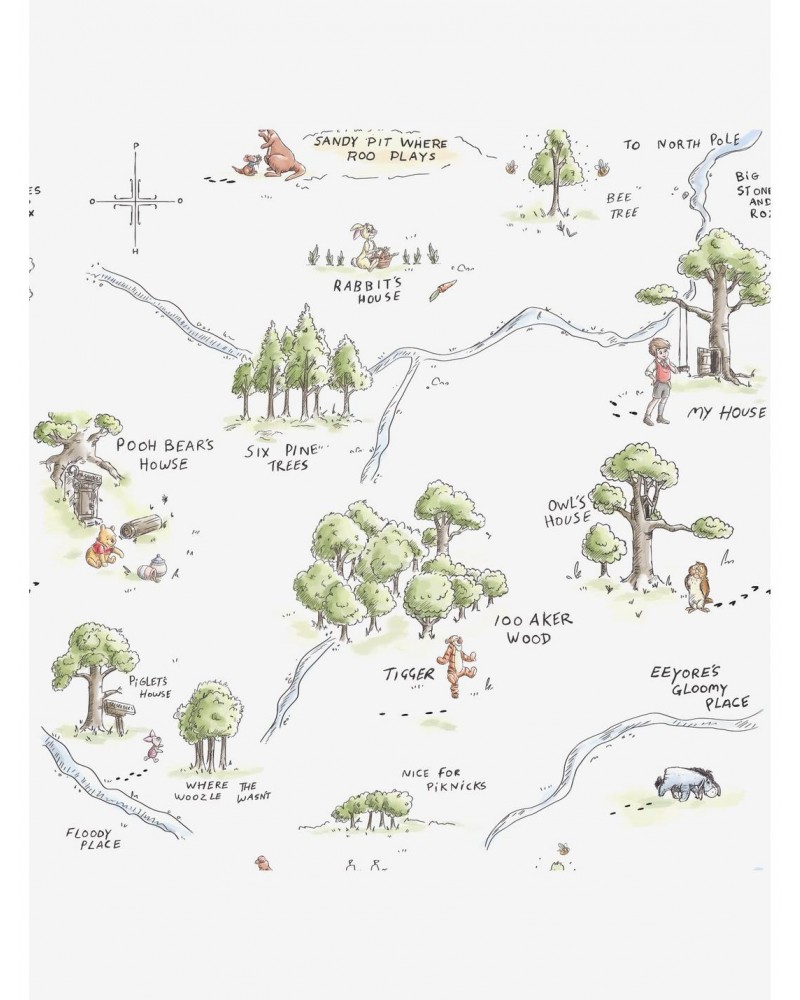 Disney Winnie The Pooh 100 Acre Wood Map Peel And Stick Wallpaper $20.96 Wallpapers