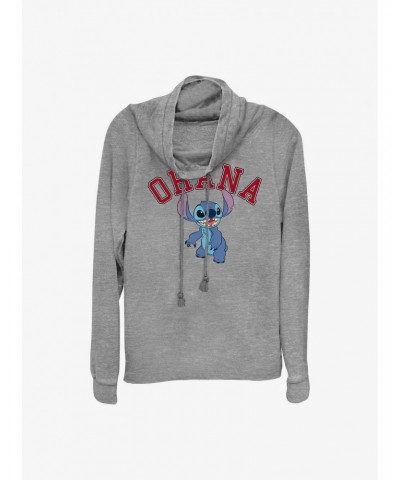 Disney Lilo & Stitch Ohana Collegiate Cowl Neck Long-Sleeve Top $13.92 Tops