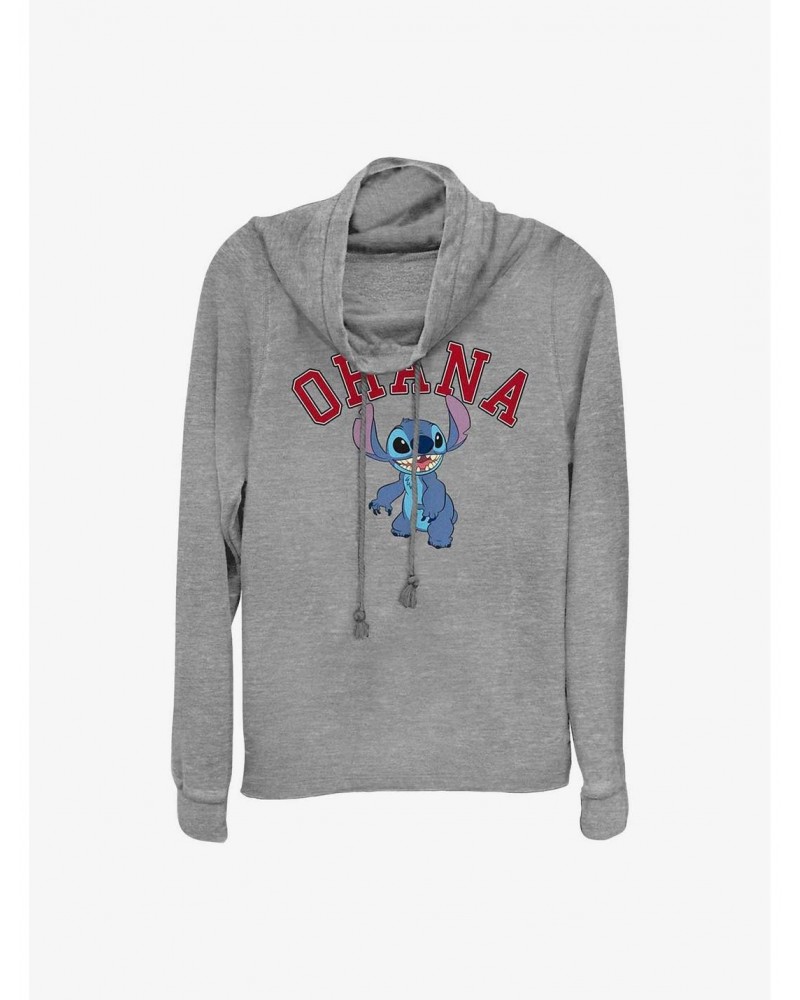 Disney Lilo & Stitch Ohana Collegiate Cowl Neck Long-Sleeve Top $13.92 Tops