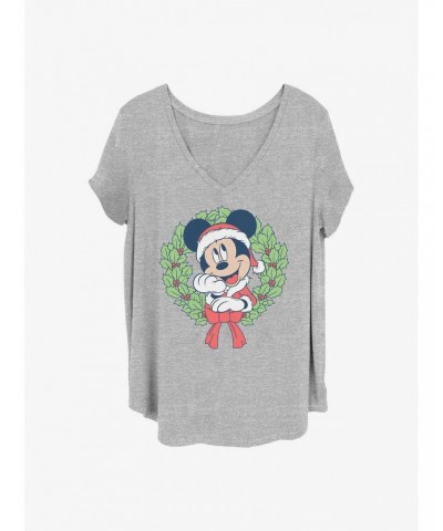 Disney Mickey Mouse Mickey Christmas Wreath Girls T-Shirt Plus Size $9.54 T-Shirts