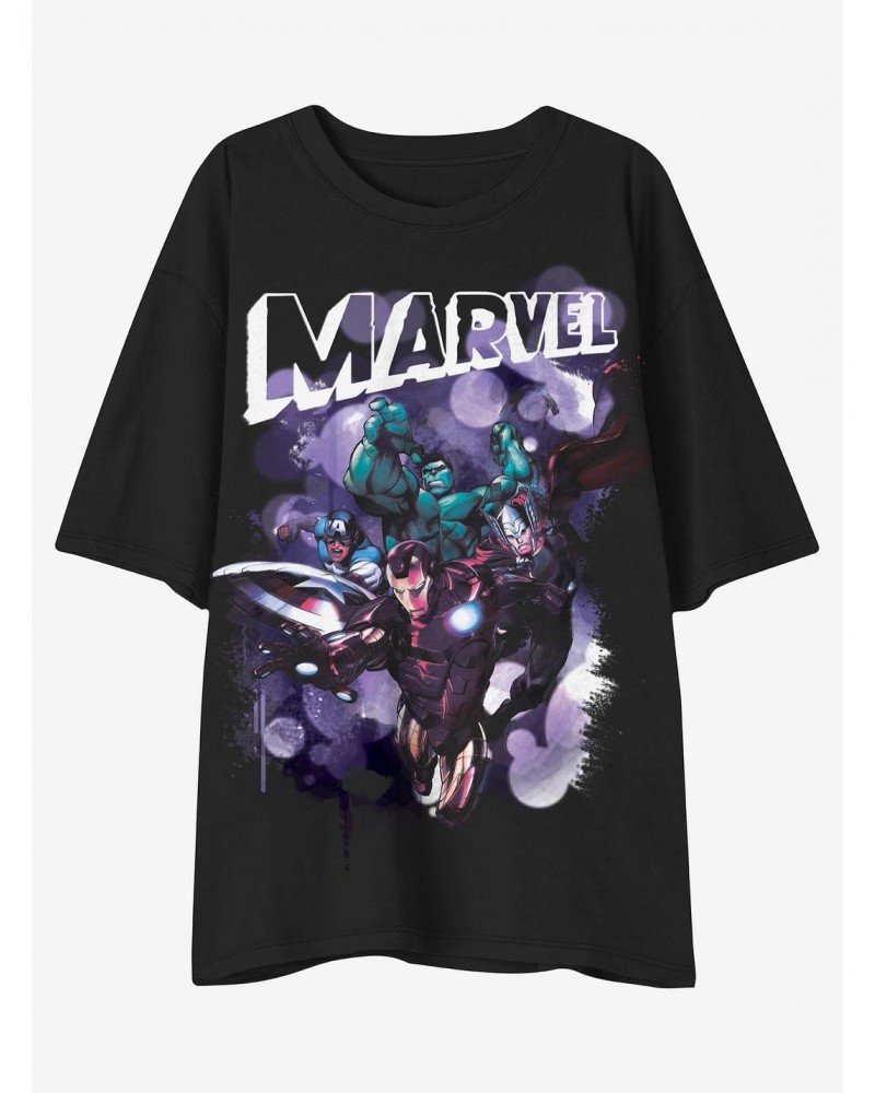 Marvel Avengers Group Boyfriend Fit Girls T-Shirt $9.96 T-Shirts