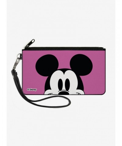 Disney Mickey Mouse Face Character Close Up Canvas Zip Clutch Wallet $8.32 Wallets