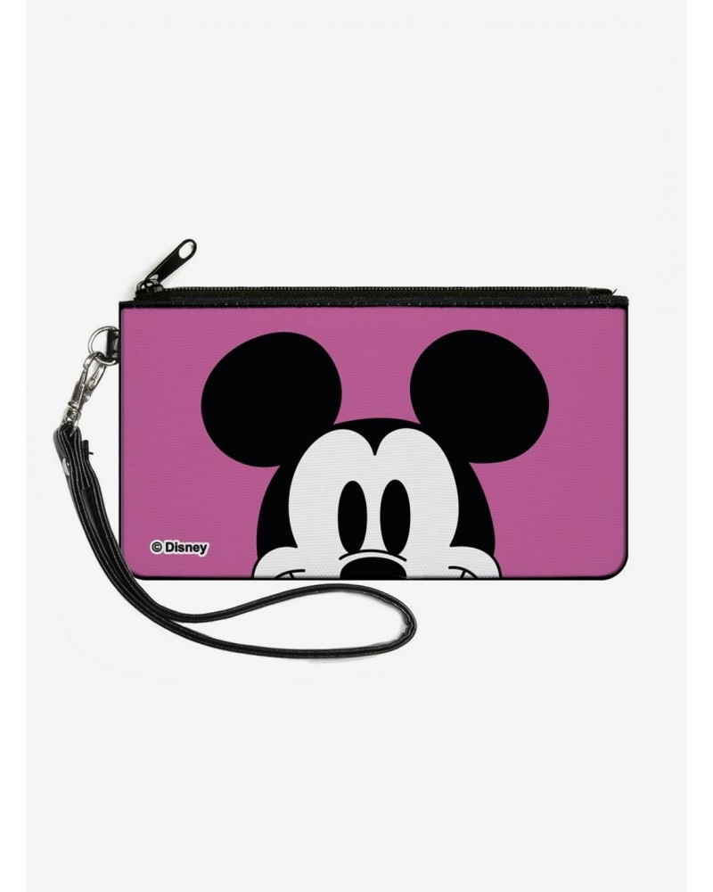 Disney Mickey Mouse Face Character Close Up Canvas Zip Clutch Wallet $8.32 Wallets