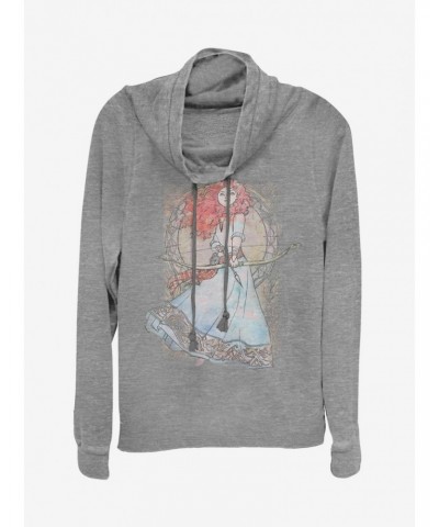 Disney Pixar Brave Watercolor Brave Cowlneck Long-Sleeve Girls Top $13.92 Tops