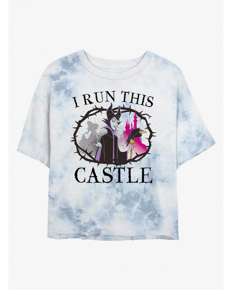 Disney Villains I Run This Castle Maleficent Tie-Dye Girls Crop T-Shirt $9.83 T-Shirts