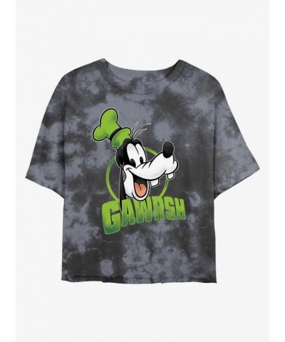 Disney Goofy Gawrsh Tie-Dye Girls Crop T-Shirt $13.01 T-Shirts