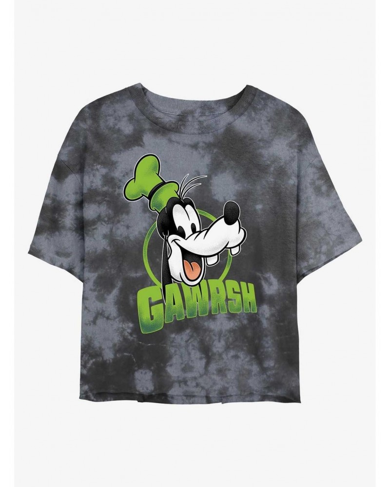 Disney Goofy Gawrsh Tie-Dye Girls Crop T-Shirt $13.01 T-Shirts