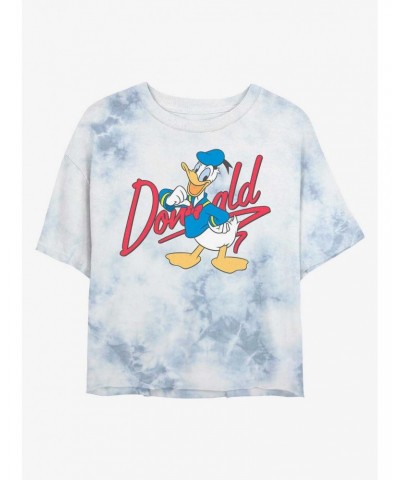 Disney Donald Duck Signature Donald Tie-Dye Girls Crop T-Shirt $13.29 T-Shirts