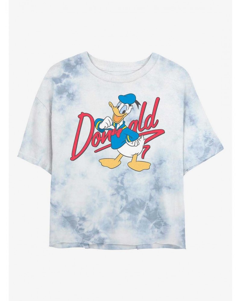 Disney Donald Duck Signature Donald Tie-Dye Girls Crop T-Shirt $13.29 T-Shirts