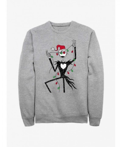 Disney The Nightmare Before Christmas Santa Jack Christmas Lights Sweatshirt $13.65 Sweatshirts