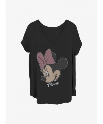 Disney Minnie Mouse Minnie Big Face Distressed Girls T-Shirt Plus Size $9.83 T-Shirts