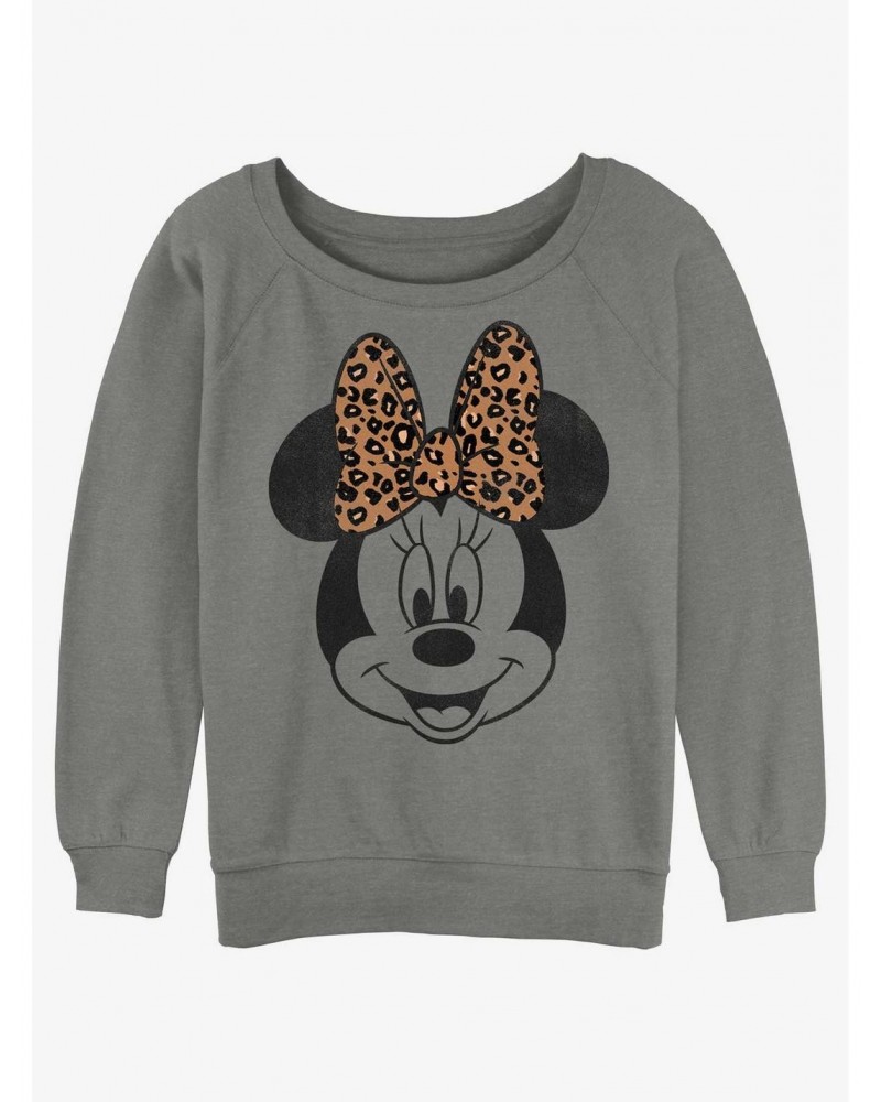 Disney Minnie Mouse Leopard Bow Girls Slouchy Sweatshirt $12.18 Sweatshirts