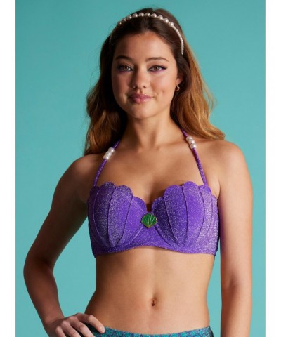 Disney The Little Mermaid Ariel Glitter Sea Shell Halter Swim Top $14.15 Tops