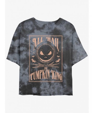 Disney The Nightmare Before Christmas Hail Jack The Pumpkin King Tie-Dye Girls Crop T-Shirt $9.83 T-Shirts