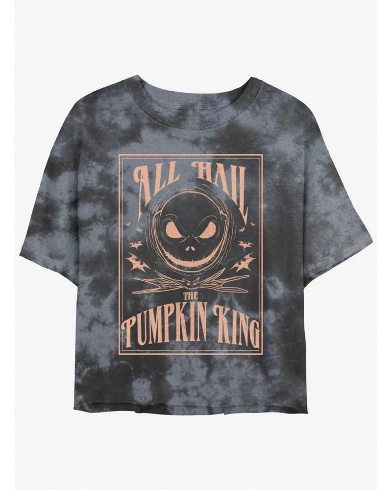 Disney The Nightmare Before Christmas Hail Jack The Pumpkin King Tie-Dye Girls Crop T-Shirt $9.83 T-Shirts