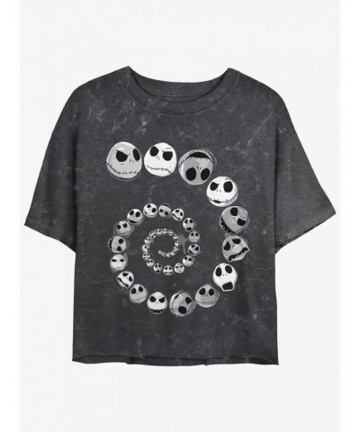 Disney The Nightmare Before Christmas Jack Emotions Spiraling Mineral Wash Girls Crop T-Shirt $8.96 T-Shirts