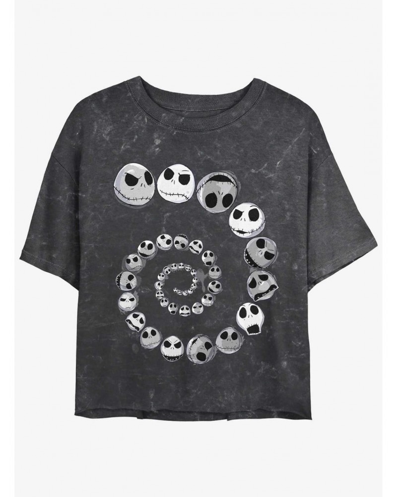 Disney The Nightmare Before Christmas Jack Emotions Spiraling Mineral Wash Girls Crop T-Shirt $8.96 T-Shirts