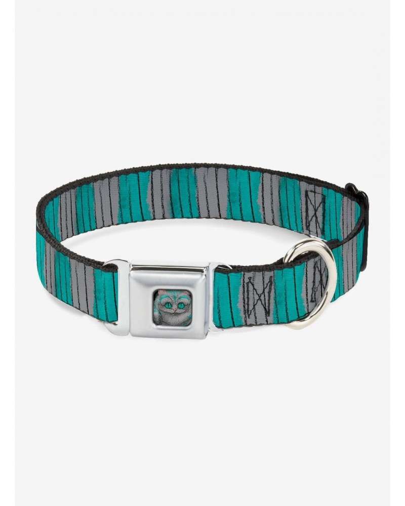 Disney Alice In Wonderland Cheshire Cat Stripes Seatbelt Buckle Dog Collar $11.95 Pet Collars