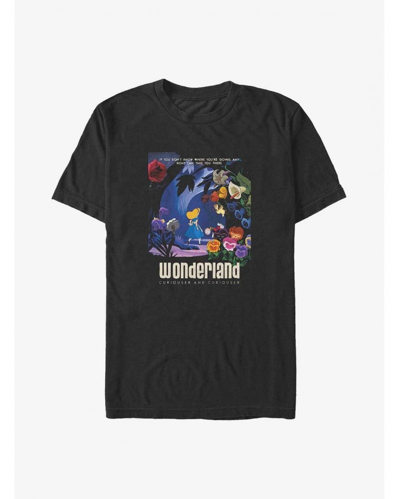 Disney Alice in Wonderland Curiouser and Curiouser Poster Big & Tall T-Shirt $14.65 T-Shirts