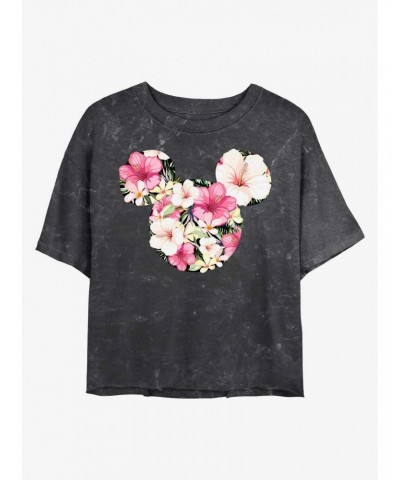 Disney Mickey Mouse Tropical Mouse Mineral Wash Crop Girls T-Shirt $10.98 T-Shirts