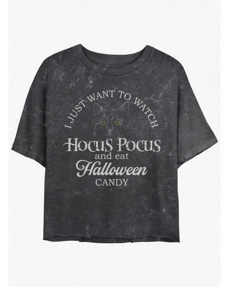 Disney Hocus Pocus Watch Hocus Pocus and Eat Candy Mineral Wash Girls Crop T-Shirt $11.85 T-Shirts