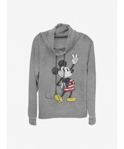 Disney Mickey Mouse American Mouse Cowlneck Long-Sleeve Girls Top $14.37 Tops