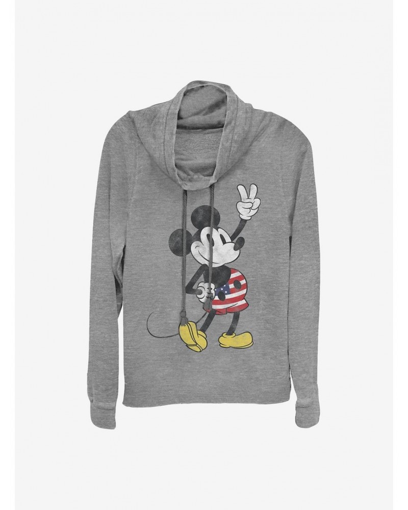 Disney Mickey Mouse American Mouse Cowlneck Long-Sleeve Girls Top $14.37 Tops