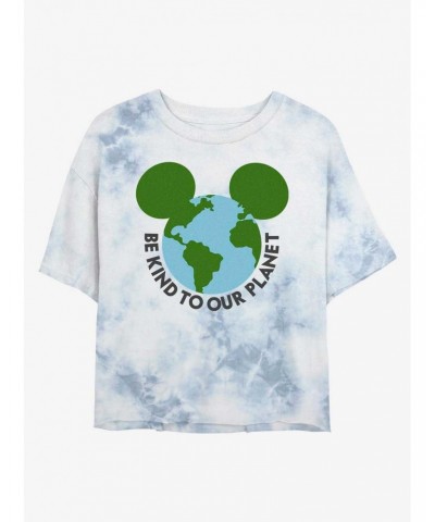 Disney Mickey Mouse Be Kind To Our Planet Tie-Dye Girls Crop T-Shirt $11.27 T-Shirts