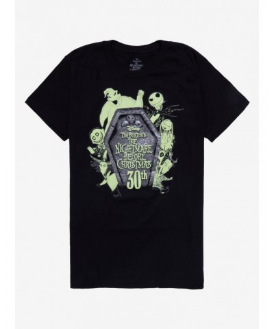 The Nightmare Before Christmas 30th Anniversary Glow-In-The-Dark Tombstone T-Shirt $11.23 T-Shirts