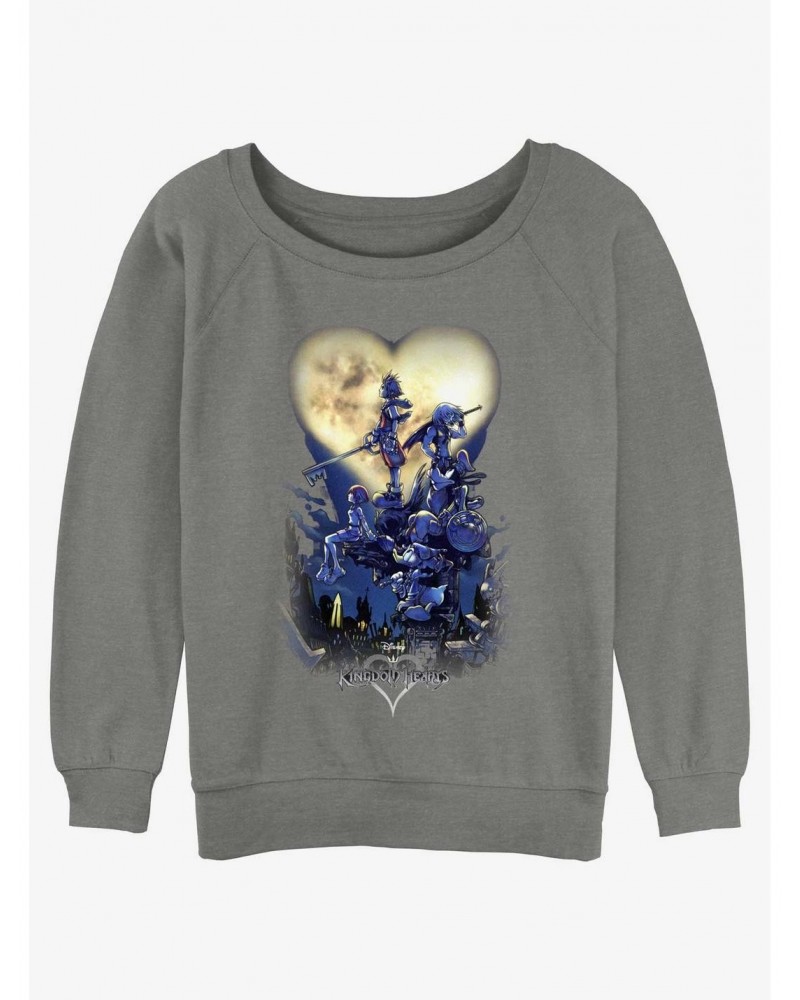 Disney Kingdom Hearts Moon Heart Poster Logo Girls Slouchy Sweatshirt $15.13 Sweatshirts