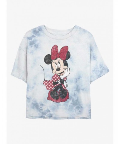 Disney Minnie Mouse Polka Dot Minnie Tie-Dye Girls Crop T-Shirt $11.85 T-Shirts