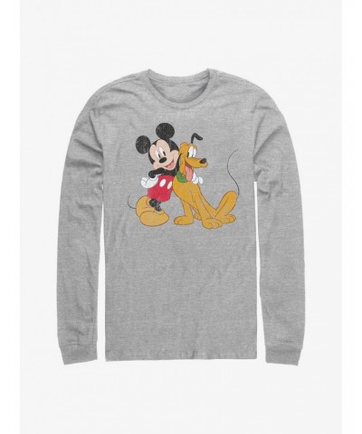 Disney Mickey Mouse And Disney Pluto Long-Sleeve T-Shirt $10.53 T-Shirts