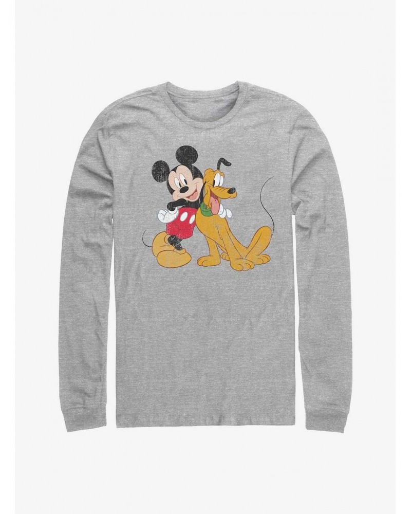 Disney Mickey Mouse And Disney Pluto Long-Sleeve T-Shirt $10.53 T-Shirts