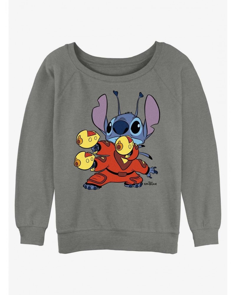 Disney Lilo & Stitch Alien Pew Pew Girls Slouchy Sweatshirt $13.28 Sweatshirts