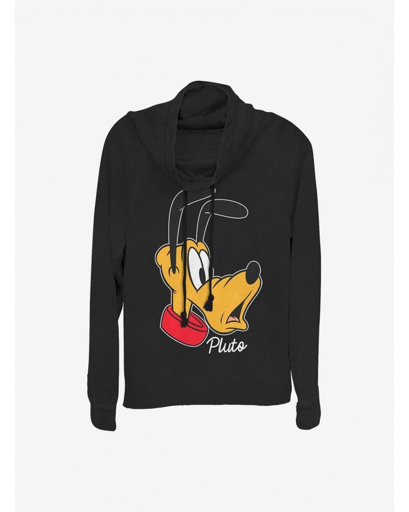 Disney Pluto Big Face Cowlneck Long-Sleeve Girls Top $14.82 Tops