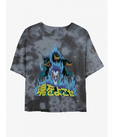 Disney Villains Hades and Cerberus Japanese Lettering Tie-Dye Girls Crop T-Shirt $8.67 T-Shirts