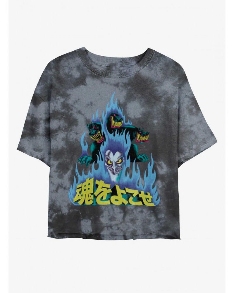 Disney Villains Hades and Cerberus Japanese Lettering Tie-Dye Girls Crop T-Shirt $8.67 T-Shirts