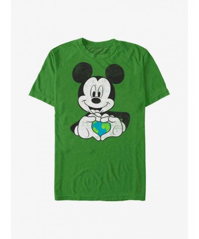 Disney Mickey Mouse Mickey Earth Heart T-Shirt $11.23 T-Shirts