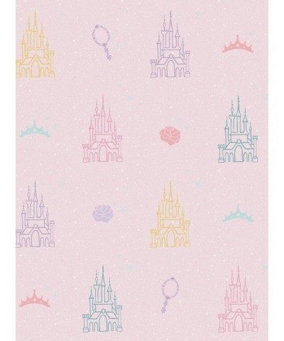 Disney Princesses Pink And Yellow Castle Peel & Stick Wallpaper $19.76 Wallpapers