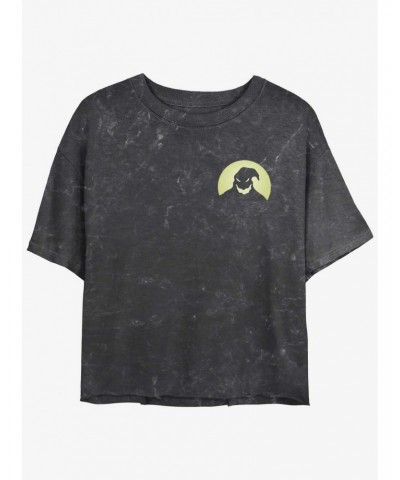 Disney The Nightmare Before Christmas Oogie Boogie Pocket Mineral Wash Girls Crop T-Shirt $12.43 T-Shirts