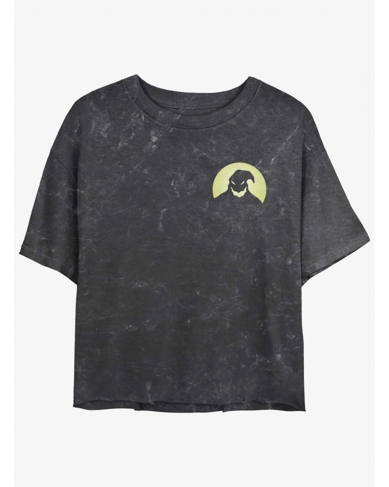 Disney The Nightmare Before Christmas Oogie Boogie Pocket Mineral Wash Girls Crop T-Shirt $12.43 T-Shirts