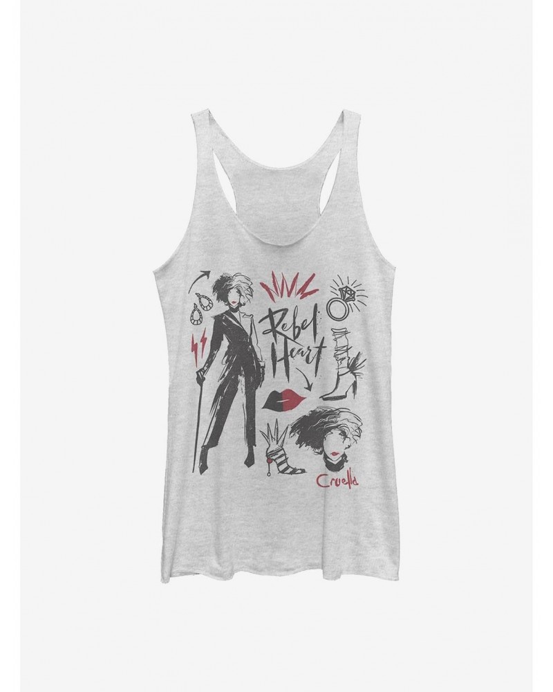 Disney Cruella Fashion Sketches Girls Tank $12.95 Tanks