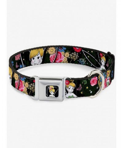 Disney Tinker Bell Sleeping Floral Collage Seatbelt Buckle Dog Collar $7.72 Pet Collars