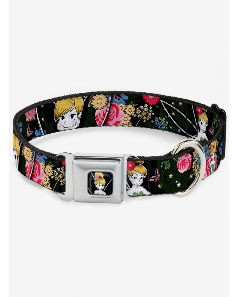 Disney Tinker Bell Sleeping Floral Collage Seatbelt Buckle Dog Collar $7.72 Pet Collars