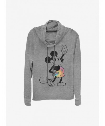 Disney Mickey Mouse Tie-Dye Mickey Cowlneck Long-Sleeve Girls Top $14.37 Tops